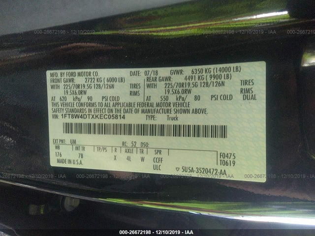 2019 Ford F-450, VIN: 1FT8W4DTXKEC05814
