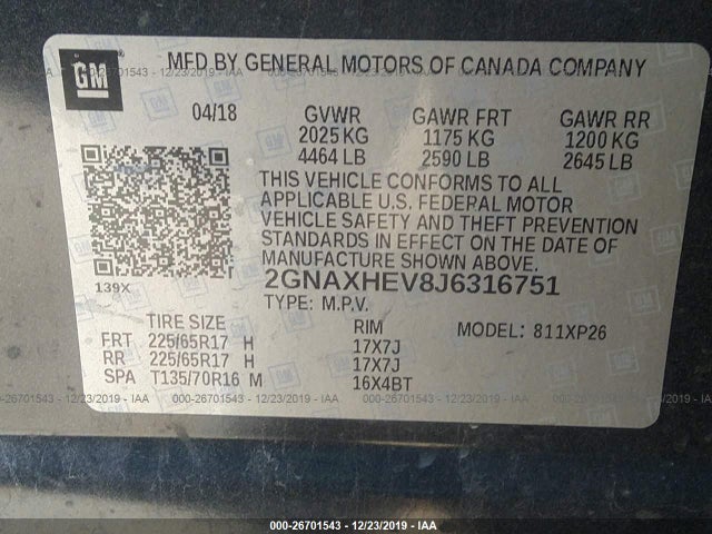Chevrolet EQUINOX LS 2018 2GNAXHEV8J6316751 Image 10