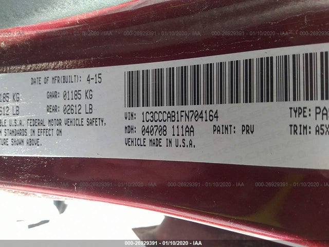 Chrysler 200 2015 1C3CCCAB1FN704164 Image 9