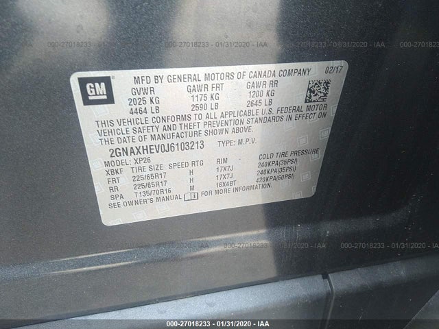 Chevrolet EQUINOX LS 2018 2GNAXHEV0J6103213 Image 10
