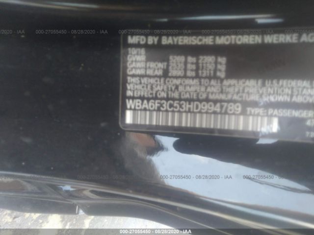 2017 BMW 640I WBA6F3C53HD994789 Photo 8