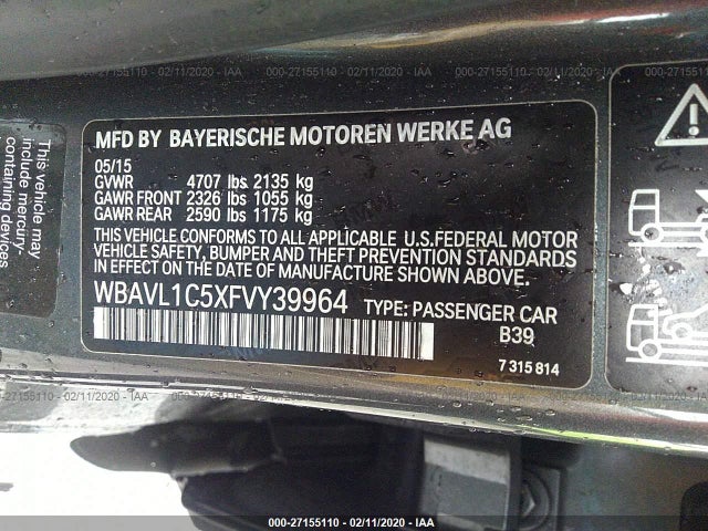 2015 BMW X1, VIN: WBAVL1C5XFVY39964