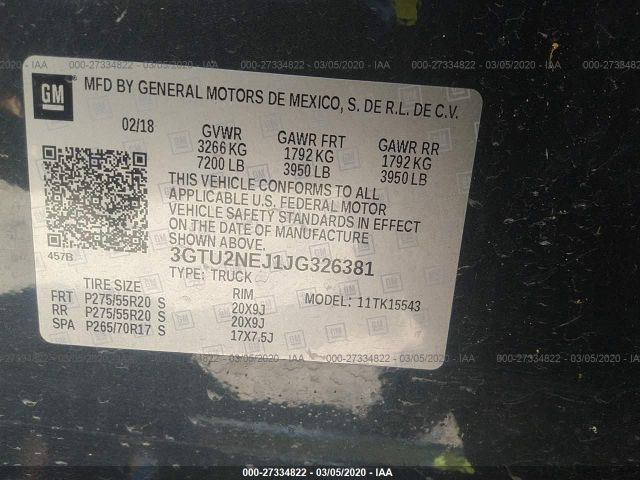 3GTU2NEJ1JG326381 GMC Sierra 1500 Slt