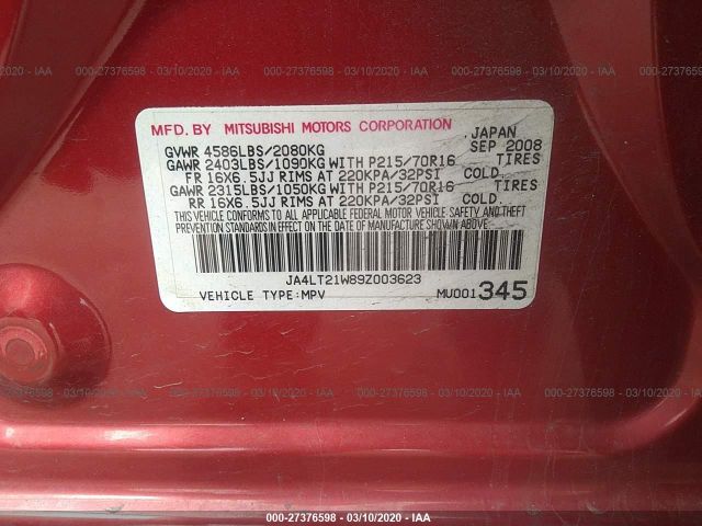 2009 MITSUBISHI OUTLANDER JA4LT21W89Z003623 Photo 8