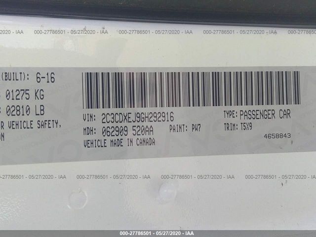 2C3CDXEJ9GH292916 Dodge Charger Srt 392