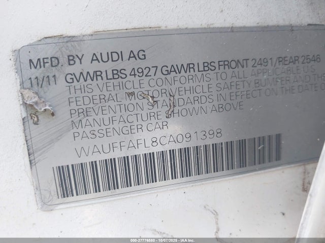 2012 AUDI A4 WAUFFAFL8CA091398 Photo 8
