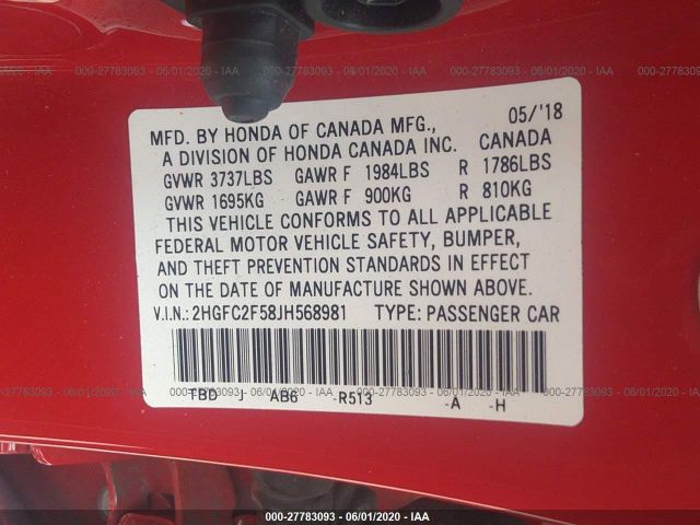 Honda Civic 2018 -auction- 8