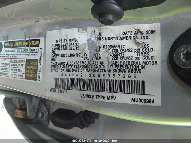 Mitsubishi Endeavor 2006 4A4MN21S66E067365 Image 10
