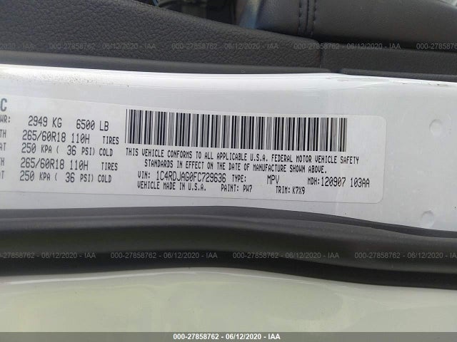 Dodge Durango Sxt 2015 1C4RDJAG0FC729636 Image 9