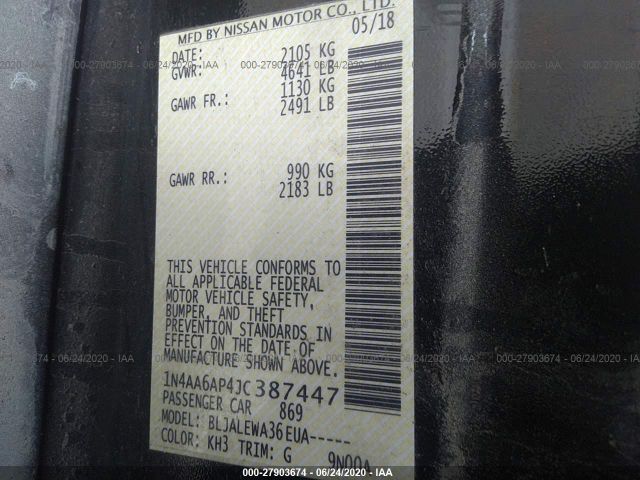 1N4AA6AP4JC387447 Nissan Maxima 3.5 Sl