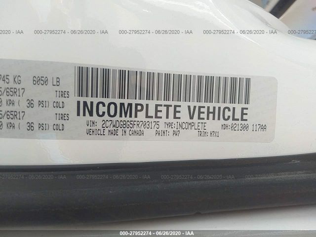 2C7WDGBG5FR703175 Dodge Grand Caravan Avp/se