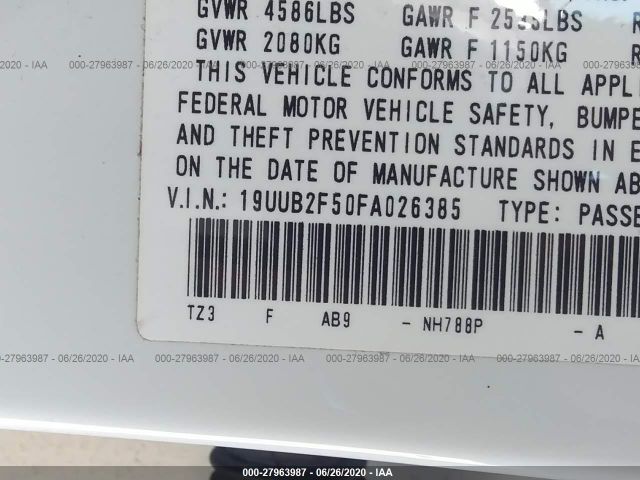 19UUB2F50FA026385 Acura Tlx V6 Tech