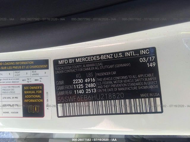 55SWF6EB6HU218820 Mercedes-Benz Amg C 43 4matic