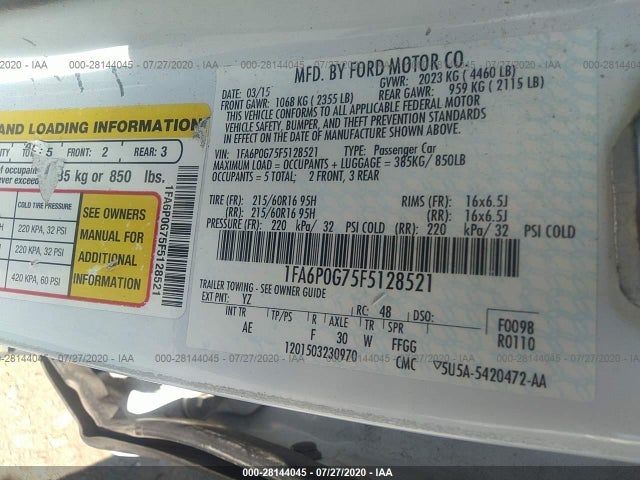 Ford Fusion (North America) 2015 -auction- 8