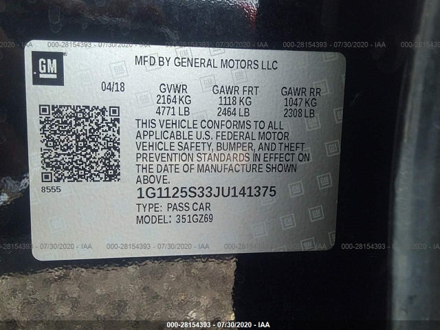 Chevrolet Impala Premier 2018 1G1125S33JU141375 Image 8