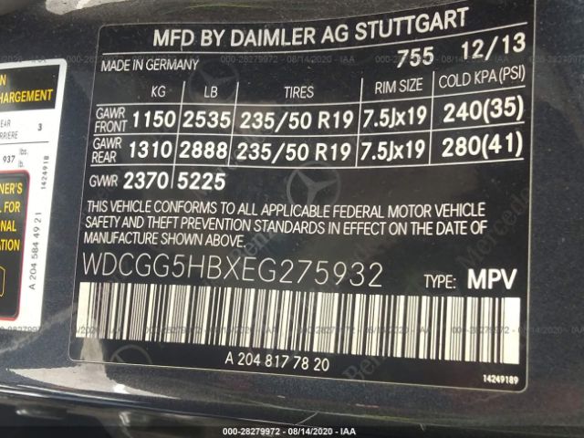 WDCGG5HBXEG275932 Mercedes-Benz GLK 350