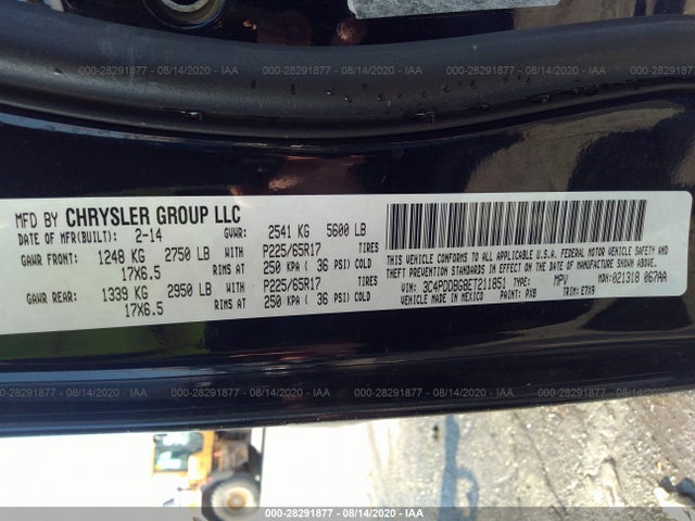 Dodge Journey Sxt 2014 3C4PDDBG8ET211851 Image 9