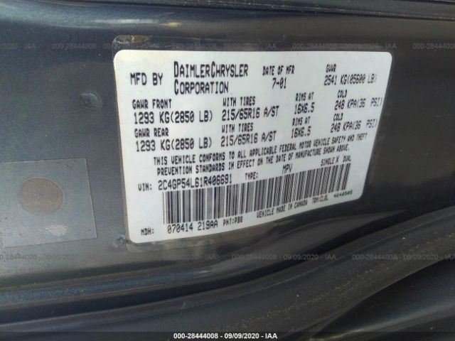 2001 CHRYSLER TOWN & COUNTRY 2C4GP54L61R406691 Photo 8