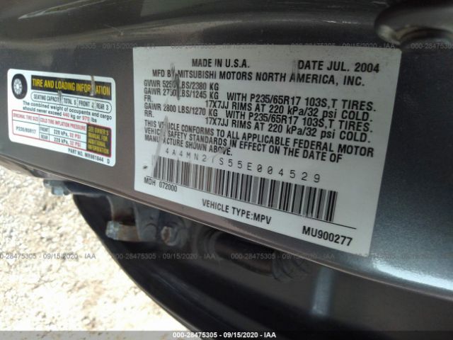2005 MITSUBISHI ENDEAVOR 4A4MN21S55E004529 Photo 8