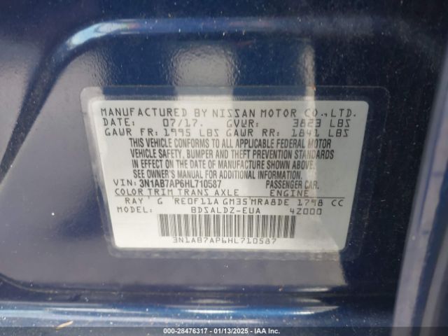 3N1AB7AP6HL710587 Nissan SENTRA SV