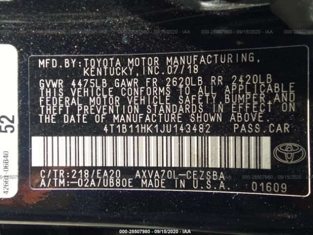 Фото: 4T1B11HK1JU143482 - 9