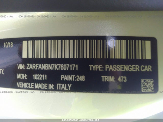 ZARFANBN7K7607171 Alfa Romeo Giulia