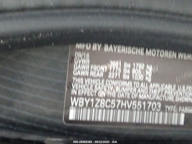 WBY1Z8C57HV551703 BMW I3 94 Ah W/range Extender