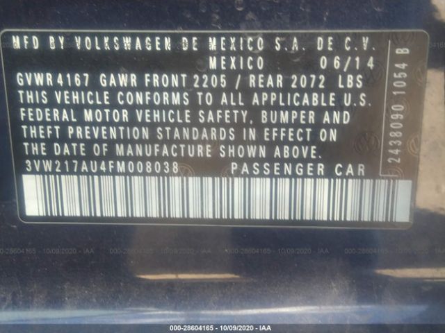 Фото: 3VW217AU4FM008038 - 9