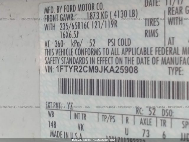 1FTYR2CM9JKA25908 Ford Transit-250