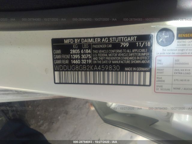WDDUG8GB2KA459830 Mercedes-Benz S-Class 2019. Фото: 8