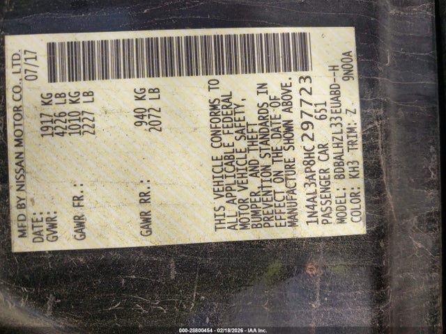 1N4AL3AP8HC297723 Nissan Altima 2.5 Sr