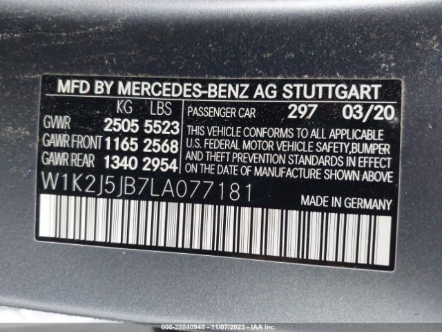 W1K2J5JB7LA077181 Mercedes-Benz Cls Cls 450