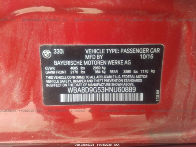 WBA8D9G53HNU60889 BMW 330i Xdrive