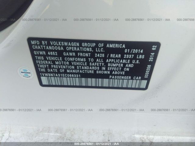 Фото: 1VWBN7A31EC066331 - 9