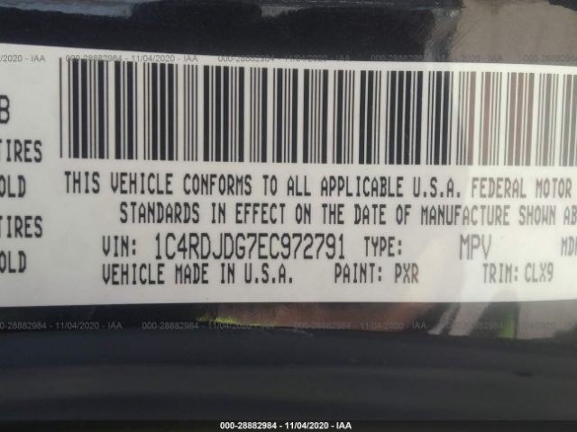 1C4RDJDG7EC972791 Dodge DURANGO LIMITED