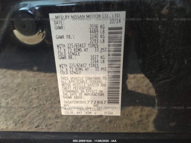 Nissan ROGUE S 2015 5N1AT2MT0FC772867 Image 9