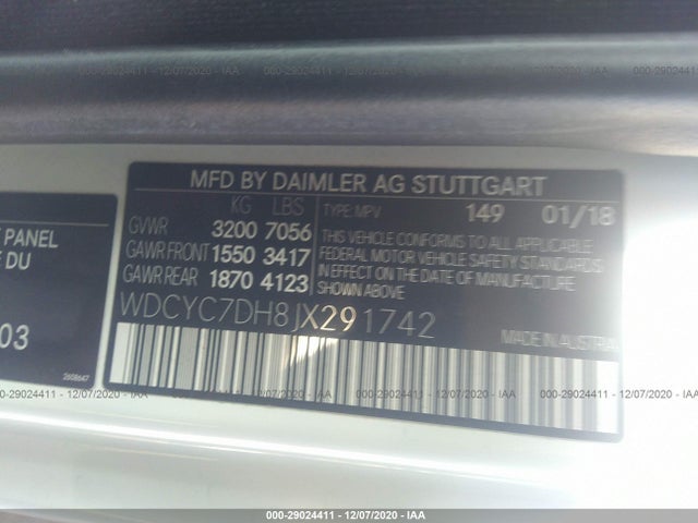2018 Mercedes-Benz G-Class, VIN: WDCYC7DH8JX291742