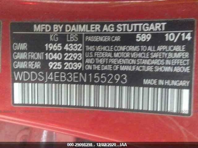 WDDSJ4EB3EN155293 Mercedes-Benz CLA 250