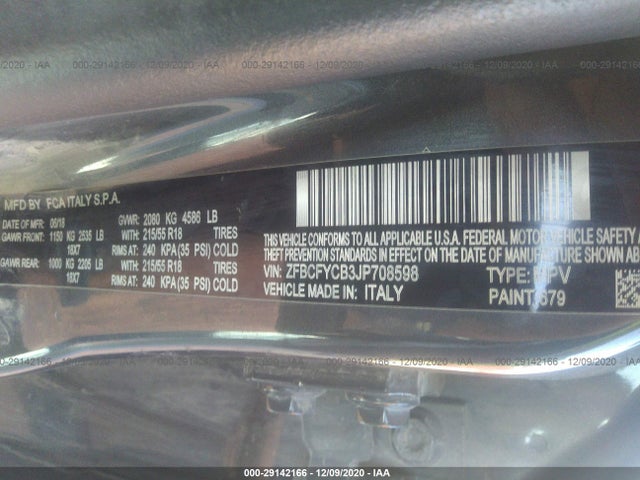 2018 Fiat 500X, VIN: ZFBCFYCB3JP708598