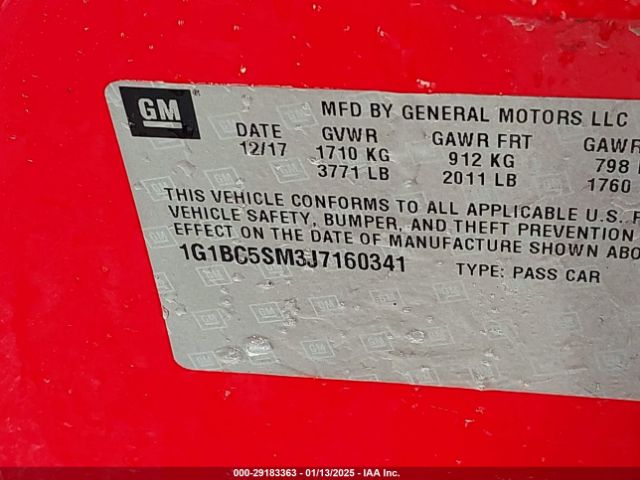 1G1BC5SM3J7160341 Chevrolet Cruze Ls Auto