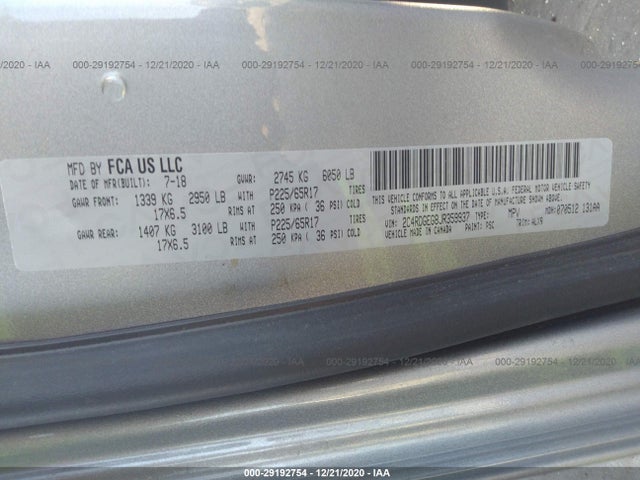 Dodge Grand Caravan Gt 2018 2C4RDGEG8JR359937 Image 9