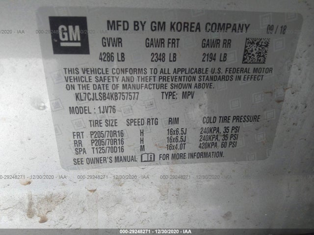 Chevrolet Trax Lt 2019 KL7CJLSB4KB757577 Image 10