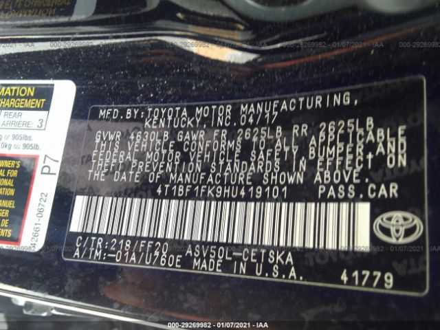 2017 TOYOTA CAMRY 4T1BF1FK9HU419101 Photo 8