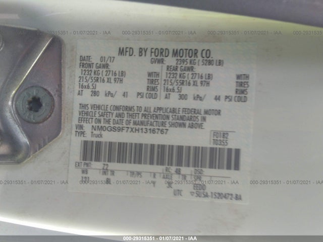2017 Ford Transit Connect, VIN: NM0GS9F7XH1316767