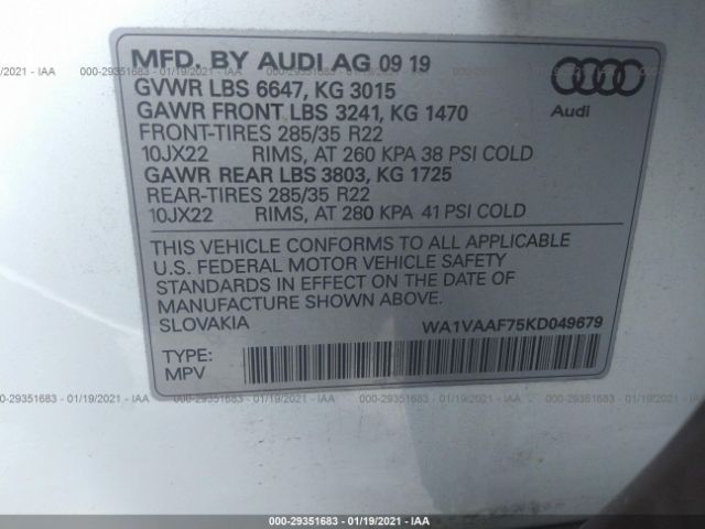 Фото: WA1VAAF75KD049679 - 9