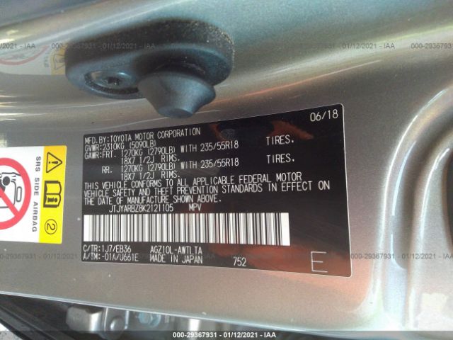 Auction sale of the 2019 LEXUS NX , vin: JTJYARBZ8K2121105, lot number: 29367931