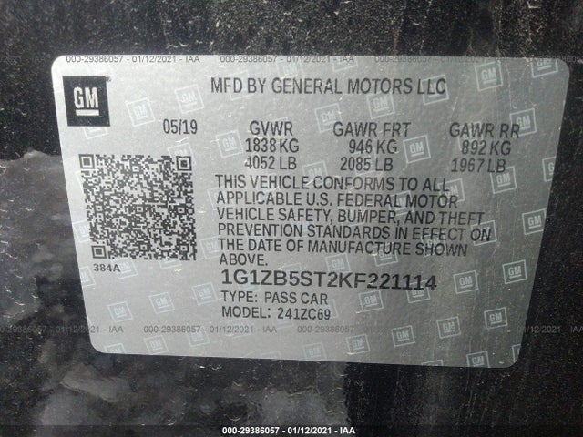 Chevrolet Malibu 1ls 2019 1G1ZB5ST2KF221114 Image 9