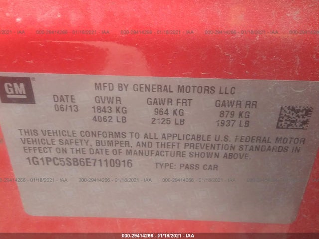 Chevrolet Cruze 1lt 2014 1G1PC5SB6E7110916 Image 10