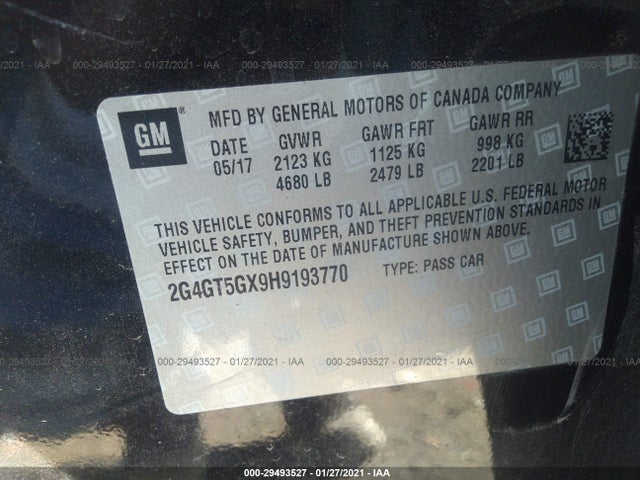 2017 Buick Regal, VIN: 2G4GT5GX9H9193770