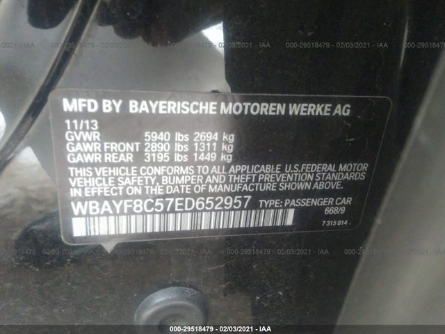 BMW 7 Series 750li Xdrive 2014 WBAYF8C57ED652957 Image 9